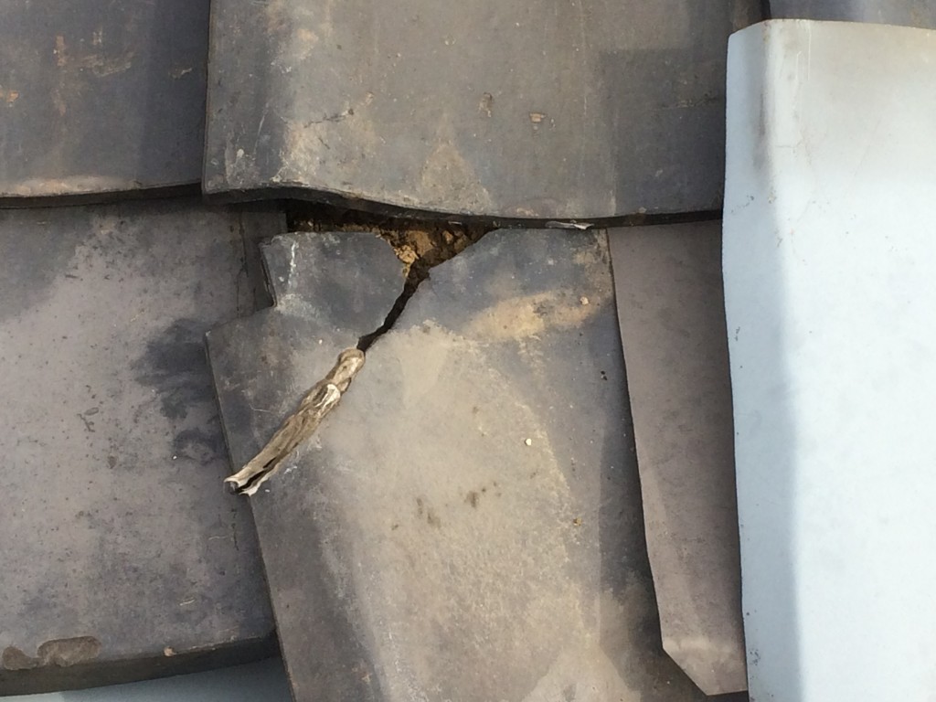 雨漏り　屋根瓦の破損